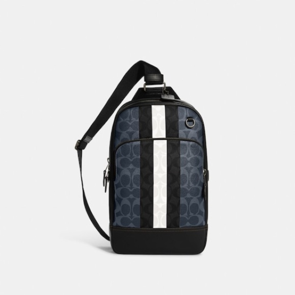 Coach Graham Pack In Blocked Signature Canvas With Varsity Stripe